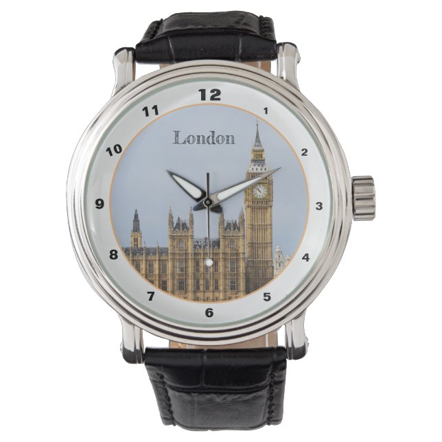 Big Ben Clock & London, Westminster/Parlament Groß Armbanduhr (Vorderseite)