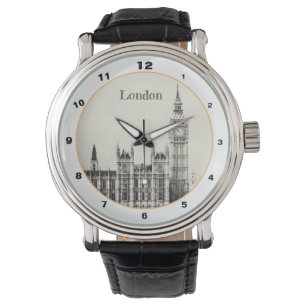 Big Ben Clock & London, Westminster /Vintag Großb Armbanduhr