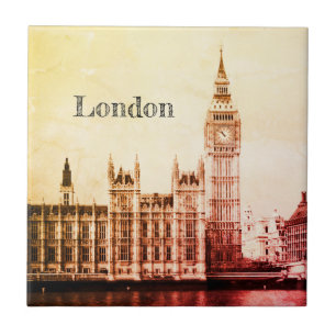 Big Ben Clock & London, Westminster / Vintages UK Fliese