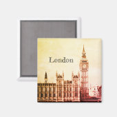 Big Ben Clock & London, Westminster / Vintages UK Magnet (Vorderseite/Rückseite)