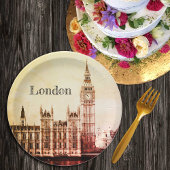 Big Ben Clock & London, Westminster / Vintages UK Pappteller