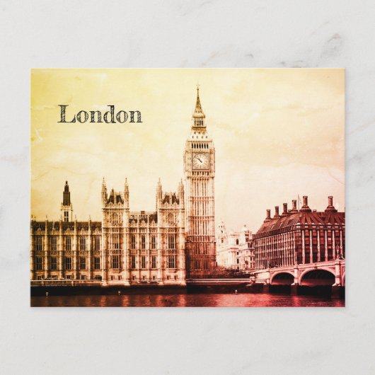 Big Ben Clock & London, Westminster / Vintages UK Postkarte (Vorderseite)