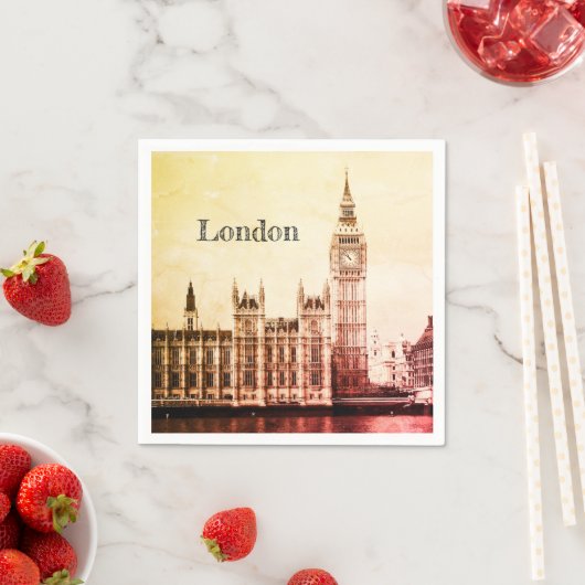 Big Ben Clock & London, Westminster / Vintages UK Serviette (Beispiel)