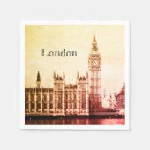 Big Ben Clock & London, Westminster / Vintages UK Serviette (Vorderseite)