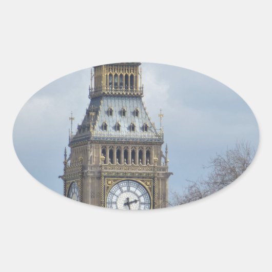 Big Ben Clock Ovaler Aufkleber (Vorderseite)