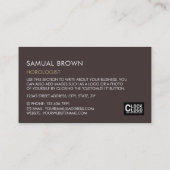 Big Ben Clock Tower, Horologe Visitenkarte (Rückseite)