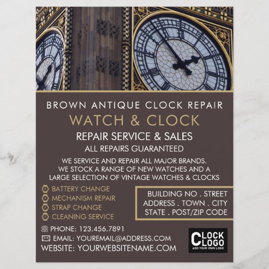Big Ben Clock Tower, Horologin Advertising Flyer (Vorne)