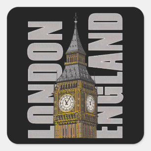 Big Ben Clock Tower London England Großbritannien Quadratischer Aufkleber