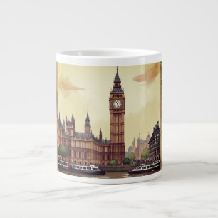 Big Ben Clock Tower London, Vintag Style Jumbo-Tasse