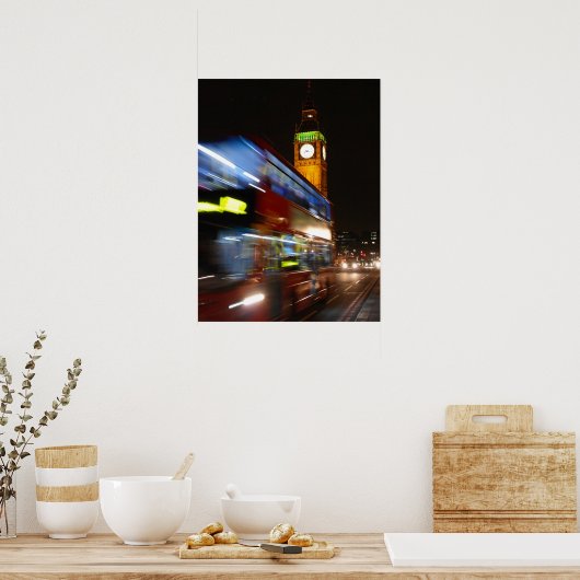 Big Ben - Double Decker Bus - London Poster (Küche)