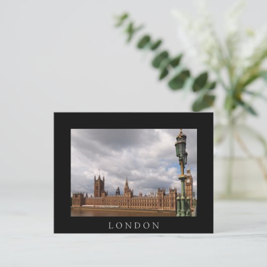 Big Ben in London - schwarze Postkarte (Stehend Vorderseite)