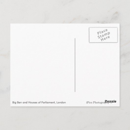 Big Ben in London - schwarze Postkarte (Rückseite)