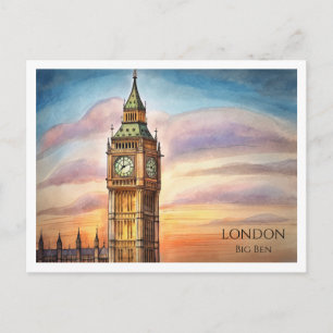 Big Ben London Aquarell Postkarte UK Reise Kunst