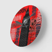 Big Ben London Collage Red Background Modern Runde Wanduhr (Winkel)