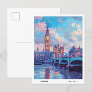 Big Ben London England Vintage Reise Postkarte