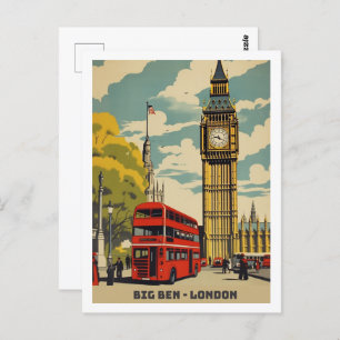 Big Ben London Fame Vintage Travel Place Postkarte