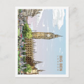 Big Ben London Famous Travel Place Illustration Postkarte (Vorderseite)
