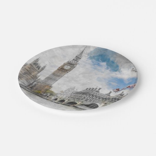 Big Ben, London, Großbritannien Pappteller (Schrägansicht)