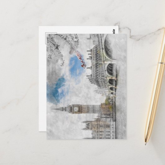 Big Ben, London, Großbritannien Postkarte (Vorderseite/Rückseite Beispiel)