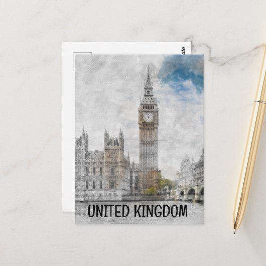 Big Ben, London, Großbritannien Postkarte (Vorderseite/Rückseite Beispiel)