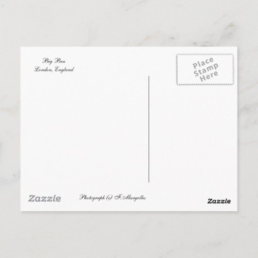 Big Ben, London Postkarte (Rückseite)