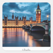 Big Ben, London. Quadratischer Aufkleber (Vorderseite)