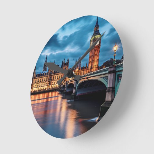 Big Ben, London. Runde Wanduhr (Winkel)