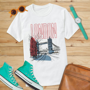 Big Ben London Skizze UK Wahrzeichen Reise Souveni T-Shirt