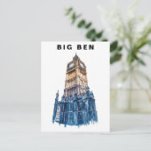 Big Ben London UK Travel Watercolor  Postkarte (Stehend Vorderseite)