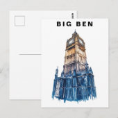 Big Ben London UK Travel Watercolor  Postkarte (Vorne/Hinten)