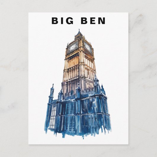 Big Ben London UK Travel Watercolor  Postkarte (Vorderseite)