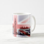 Big Ben London und Gewerkschafts-Jackflagge Kaffeetasse (VorderseiteRechts)