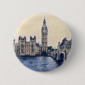 Big Ben London Watercolor Button (Vorderseite)