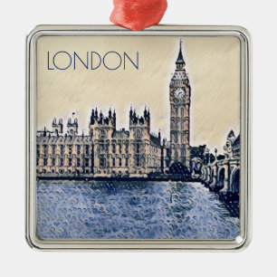 Big Ben London Watercolor Ornament Aus Metall