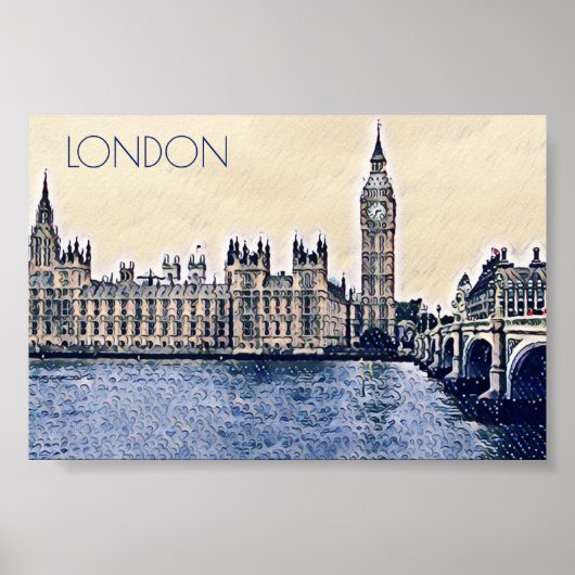 Big Ben London Watercolor Poster (Vorne)