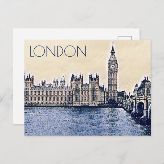 Big Ben London Watercolor Postkarte (Vorne/Hinten)
