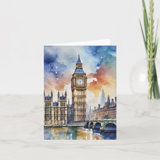 Big Ben London Watercolor Stationery Karte (Vorderseite)