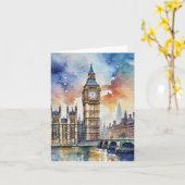 Big Ben London Watercolor Stationery Karte (Gelbe Blume)