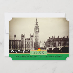 Big Ben London, Westminster & Happy New Year! Kart Feiertagskarte