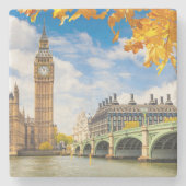 Big Ben mit Autumn Leaves, London Steinuntersetzer (Vorderseite)