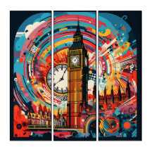 Big Ben Pop Art AcryliPrint®HD Triptychon - Kunst,