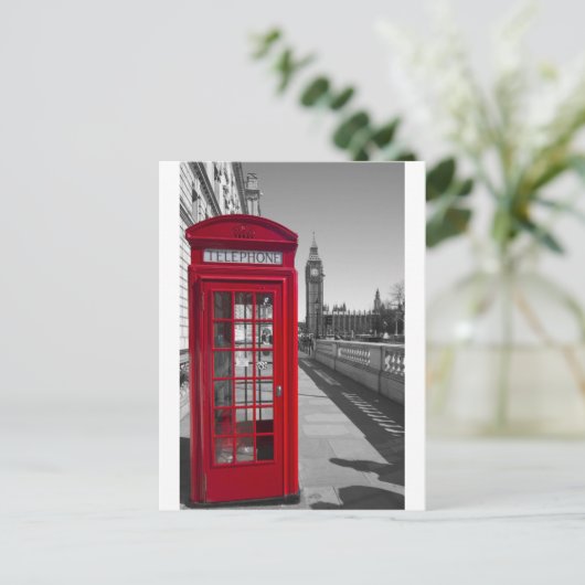 Big Ben Red Telefone Box Postkarte (Stehend Vorderseite)