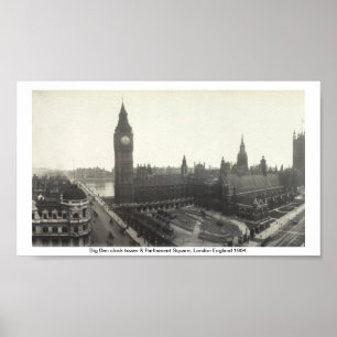 Big Ben u. Parlament quadratisches London 1904 Poster