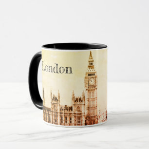 Big Ben Uhr & London, Westminster / vintage UK Tasse