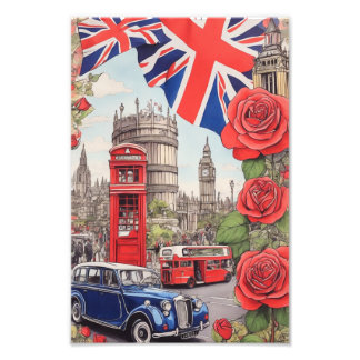 Big Ben und die Rose von England 2 Fotodruck