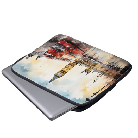 Big Ben und Red Bus in London Laptopschutzhülle (Vorne Knopf)