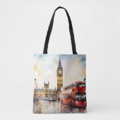Big Ben und Red Bus in London Tasche (Vorderseite)