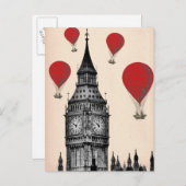Big Ben und Red Hot Air Balloons 2 Postkarte (Vorne/Hinten)