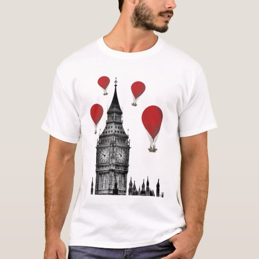 Big Ben und Red Hot Air Balloons 2 T-Shirt (Vorderseite)
