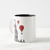 Big Ben und Red Hot Air Balloons 2 Zweifarbige Tasse (Vorderseite Links)